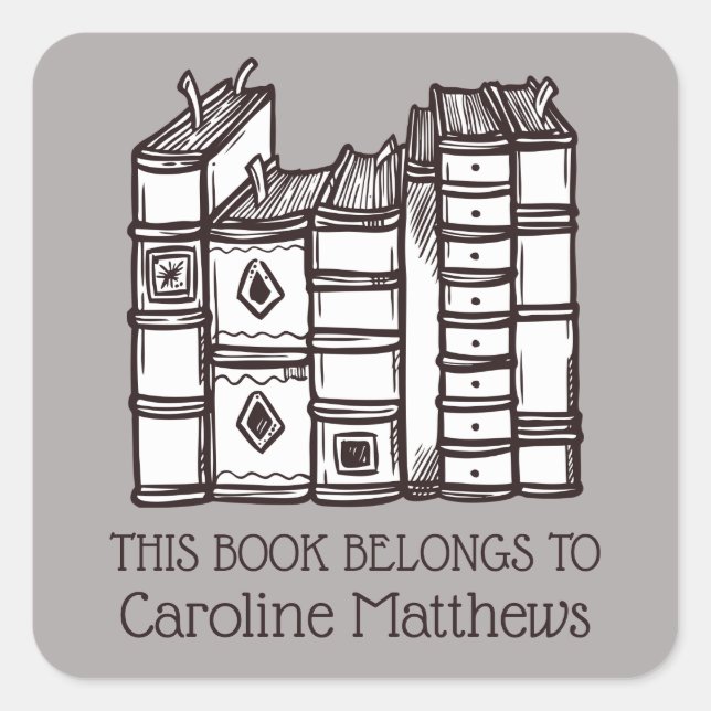 This Book Belongs To Personalized Square Sticker (Front)