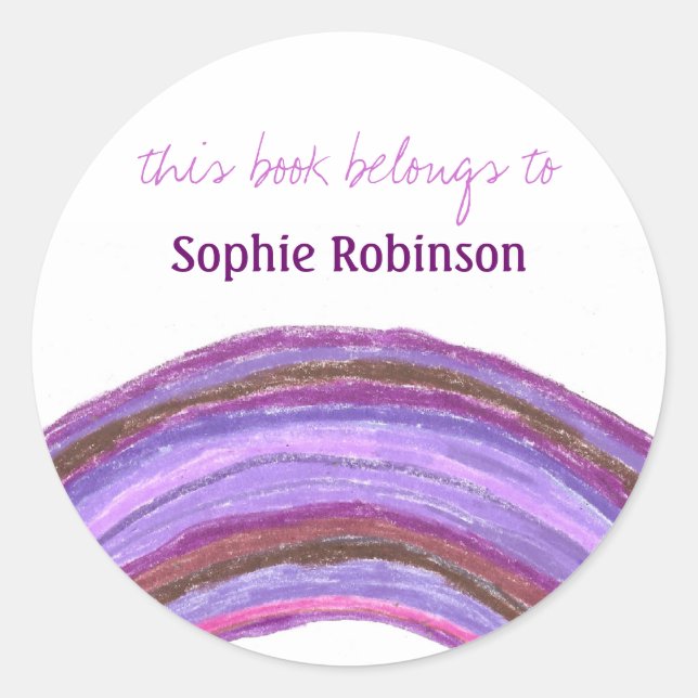 "This Book Belongs To" rainbow bookplate sticker (Front)