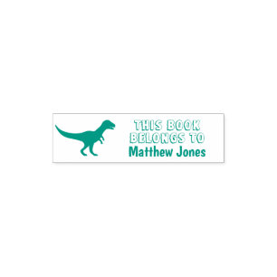 THIS BOOK BELONGS TO school kid's t-rex dinosaur Self-inking Stamp