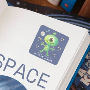 This Book Belongs To Space Alien Kid's Bookplate Square Sticker