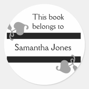 This Book Belongs To Stickers::Black Classic Round Sticker