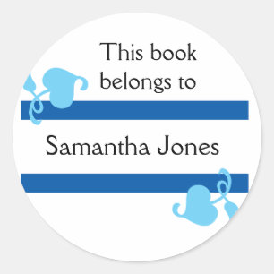 This Book Belongs To Stickers::Blue Classic Round Sticker
