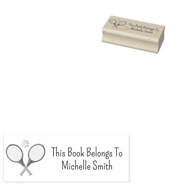 This Book Belongs To, Tennis Ball Personalized     Rubber Stamp (Stamped)