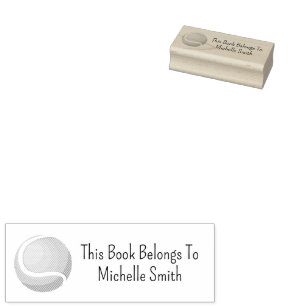 This Book Belongs To, Tennis Ball Personalized    Rubber Stamp