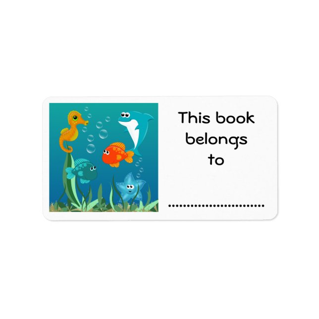 This Book Belongs To, Under the Sea Label (Front)