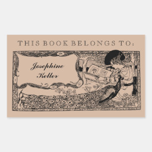 This Book Belongs To Vintage Book Label Peacock