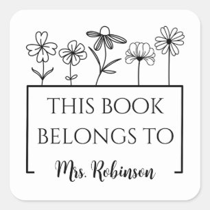 This Book Belongs to Wildflower Classroom Library Square Sticker