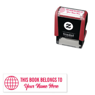 THIS BOOK BELONGS TO wirld globe grid sphere Self-inking Stamp