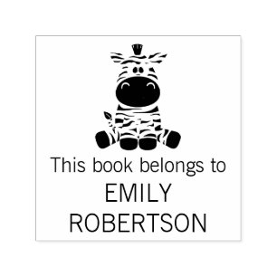 This Book Belongs To Zebra Cartoon Personalized Self-inking Stamp