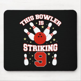 This Bowler Is Striking 9 Yrs Old Funny 9th Birthd Mouse Pad