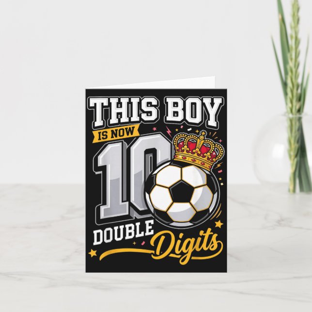 This Boy 10 Double Digits Soccer Funny 10th Card (Front)