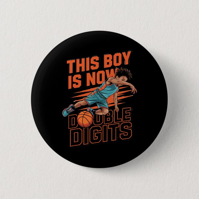 This Boy Double Digits Ten 10 Year Old Birthday Sk 2 Inch Round Button (Front)