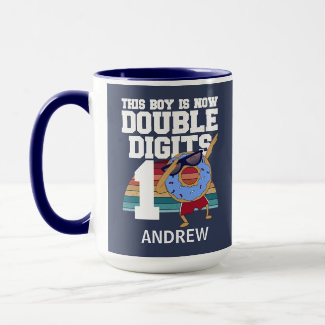 This Boy is Now Double Digits Funny 10th Birthday Mug (Left)