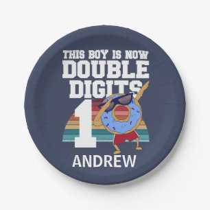 This Boy is Now Double Digits Funny 10th Birthday Paper Plate