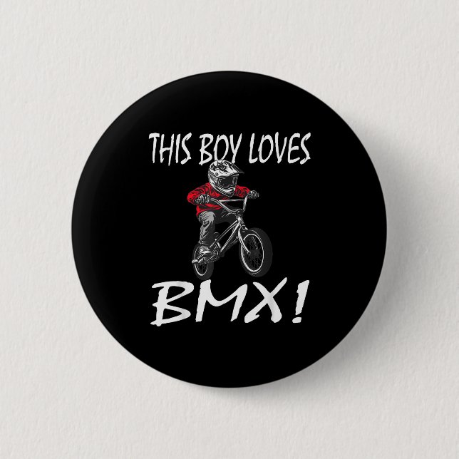 This Boy Loves Bmx, Kids Bmx  2 Inch Round Button (Front)