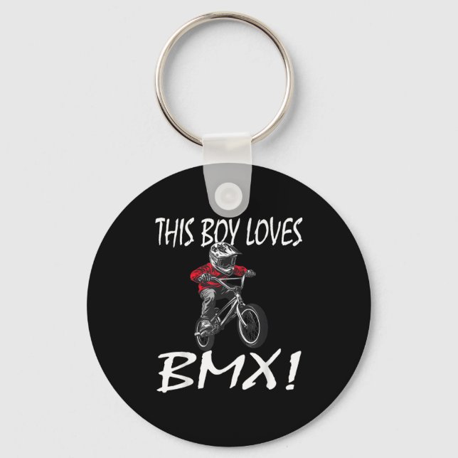 This Boy Loves Bmx, Kids Bmx  Keychain (Front)