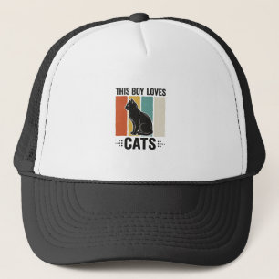 This Boy Loves Cats Retro Cat Lover Design_1 Trucker Hat