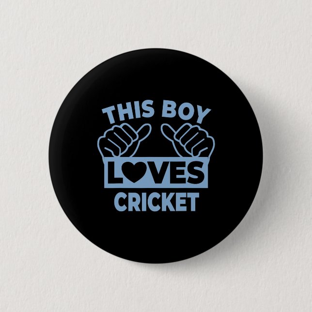 This Boy Loves Cricket - Cricket Player  2 Inch Round Button (Front)