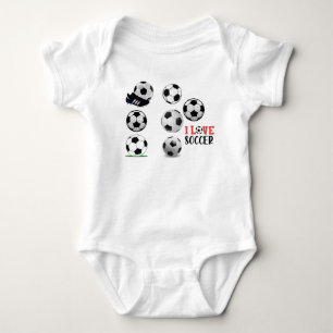 This boy loves  Football with Soccer ball  Baby Bodysuit