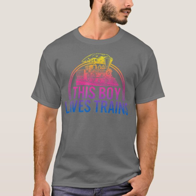 This Boy Loves Train Engineer Railroad Future T-Shirt (Front)