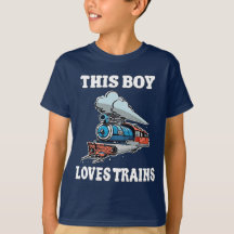 This Boy Loves Trains - Fun Kids T-Shirt Design fo