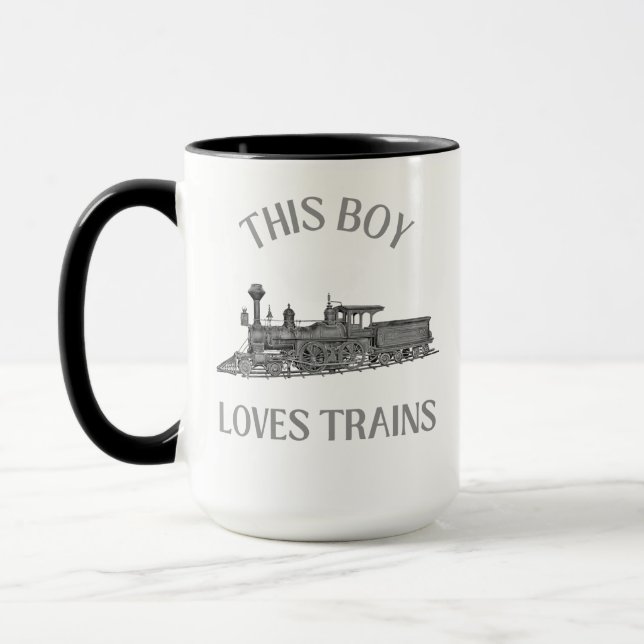 This Boy Loves Trains Funny Railroad Mug (Left)