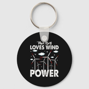 This Boy Loves Wind Wer, Windmill Turbine Technici Keychain