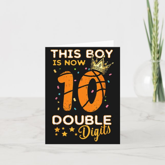 This Boy Now 10 Double Digits Crown 10th Birthday  Card (Front)