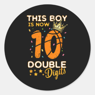 This Boy Now 10 Double Digits Crown 10th Birthday  Classic Round Sticker