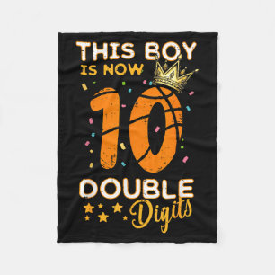 This Boy Now 10 Double Digits Crown 10th Birthday  Fleece Blanket