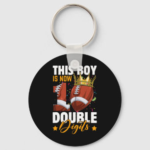 This Boy Now 10 Double Digits Football 10 Years Ol Keychain