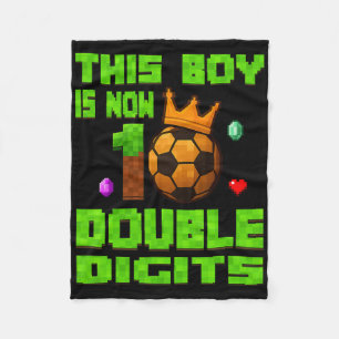 This Boy Now 10 Double Digits Soccer 10 Years Old Fleece Blanket