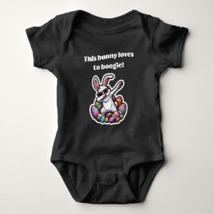This bunny loves to boogie! baby bodysuit