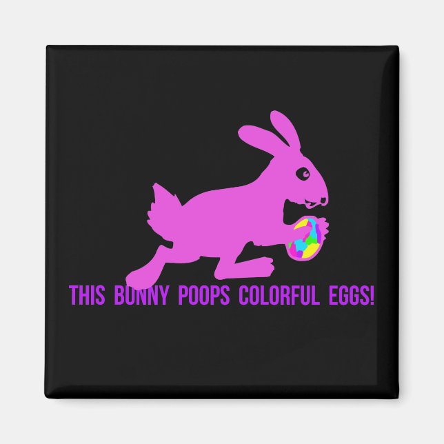 This Bunny Poops Colourful Eggs Magnet (Front)
