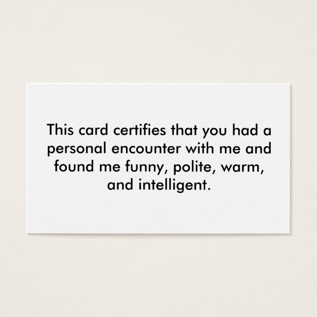 This card certifies that you had a personal enc... (Front)