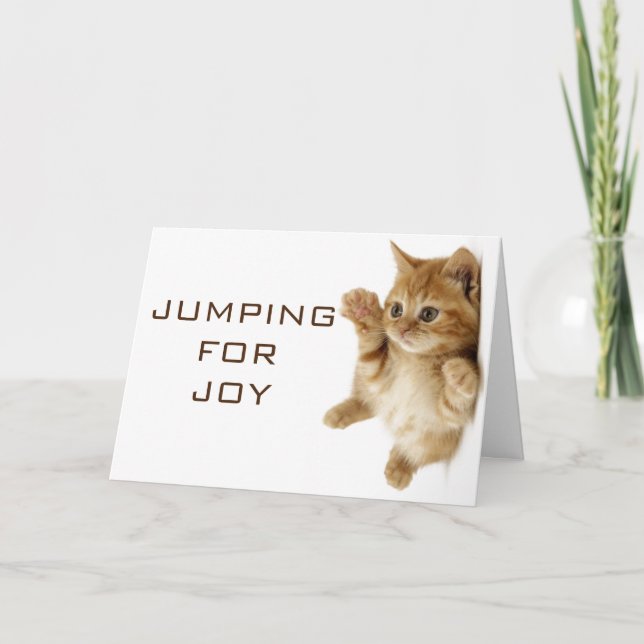 THIS CAT/KITTEN IS JUMPING FOR JOY BIRTHDAY CARD (Front)