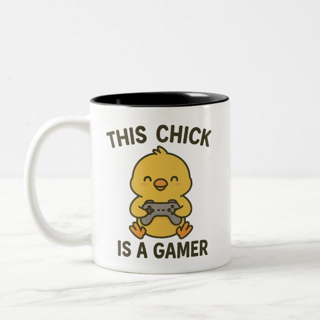 This Chick Is A Gamer Two-Tone Coffee Mug (Left)