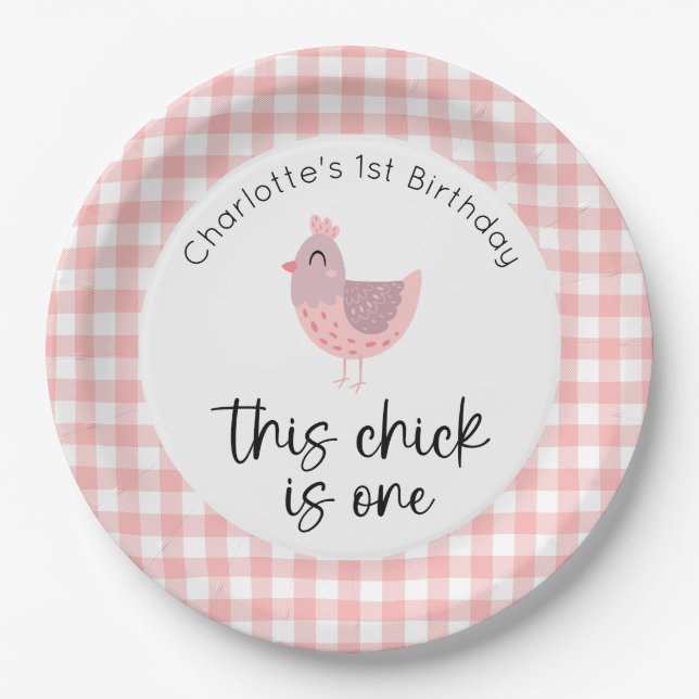 This Chick is One 1st Birthday Paper Plate (Front)