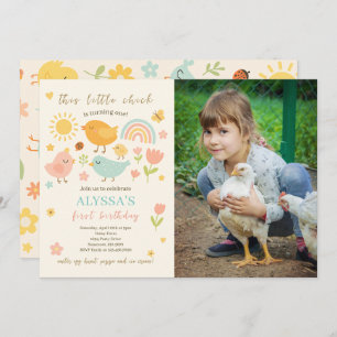 This Chick Is Turning One Farm 1st Birthday Photo Invitation