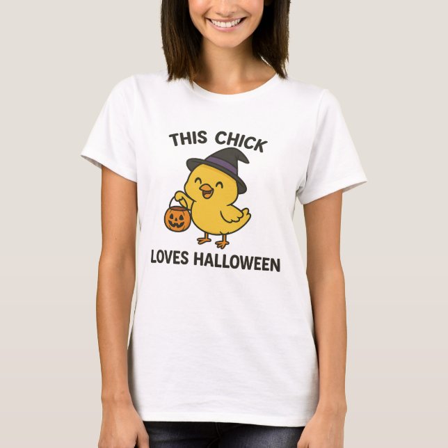This Chick Loves Halloween Funny T-Shirt (Front)