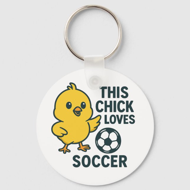 This Chick Loves Soccer Keychain (Front)