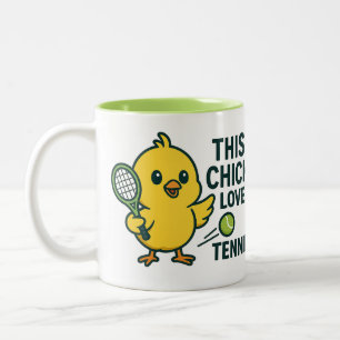 This Chick Loves Tennis Two-Tone Coffee Mug