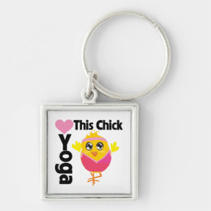 This Chick Loves Yoga Keychain