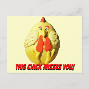 This Chick Misses You Funny Chicken Postcard