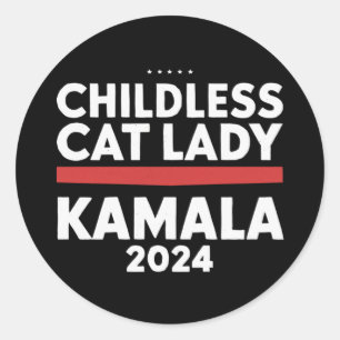 This Childless Cat Lady is Voting Kamala 2024 Classic Round Sticker