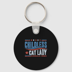 This Childless Cat Lady Is Voting Kamala Election  Keychain