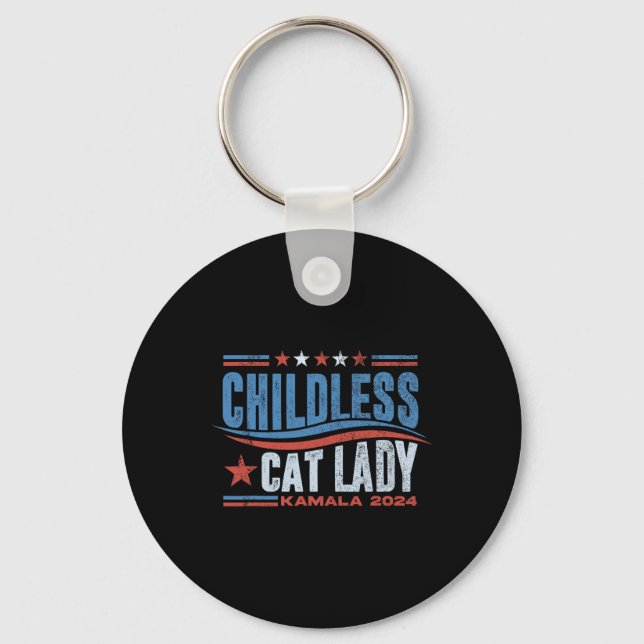 This Childless Cat Lady Is Voting Kamala Election  Keychain (Front)