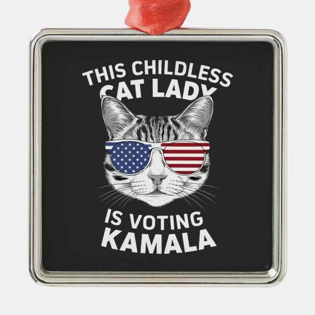 This Childless Cat Lady Is Voting Kamala Election Metal Ornament (Front)