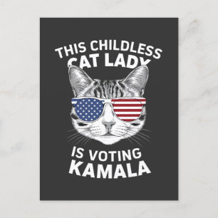This Childless Cat Lady Is Voting Kamala Election Postcard