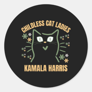 This Childless Cat Lady Is Voting Kamala-harris 20 Classic Round Sticker